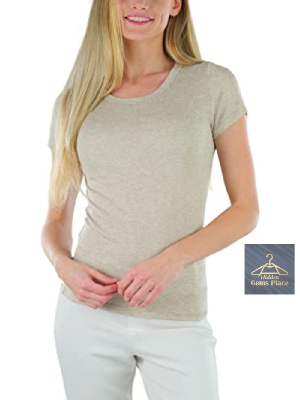 Women's Short Sleeve Scoop Neck T-Shirt Rayon Spandex Blend Fitted Longline